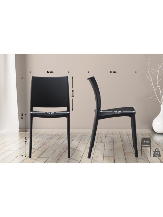 Set van 2 stoelen Meton, zwart