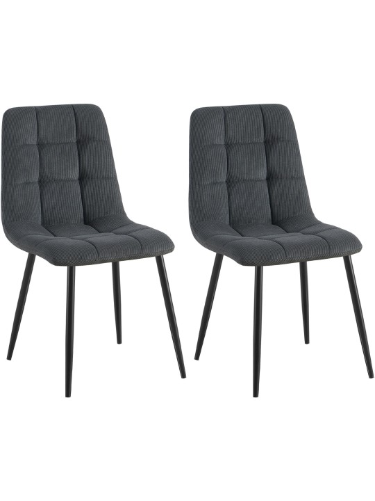 Set van 2 eetkamerstoelen Tilde Cord, zwart