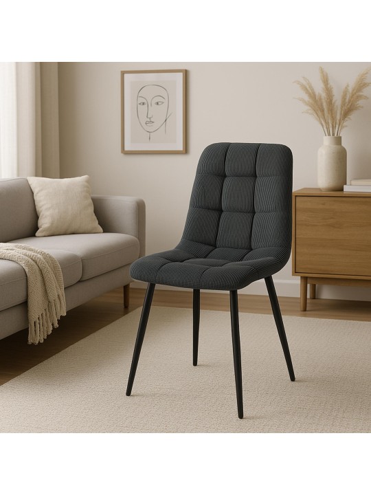 Set van 2 eetkamerstoelen Tilde Cord, zwart