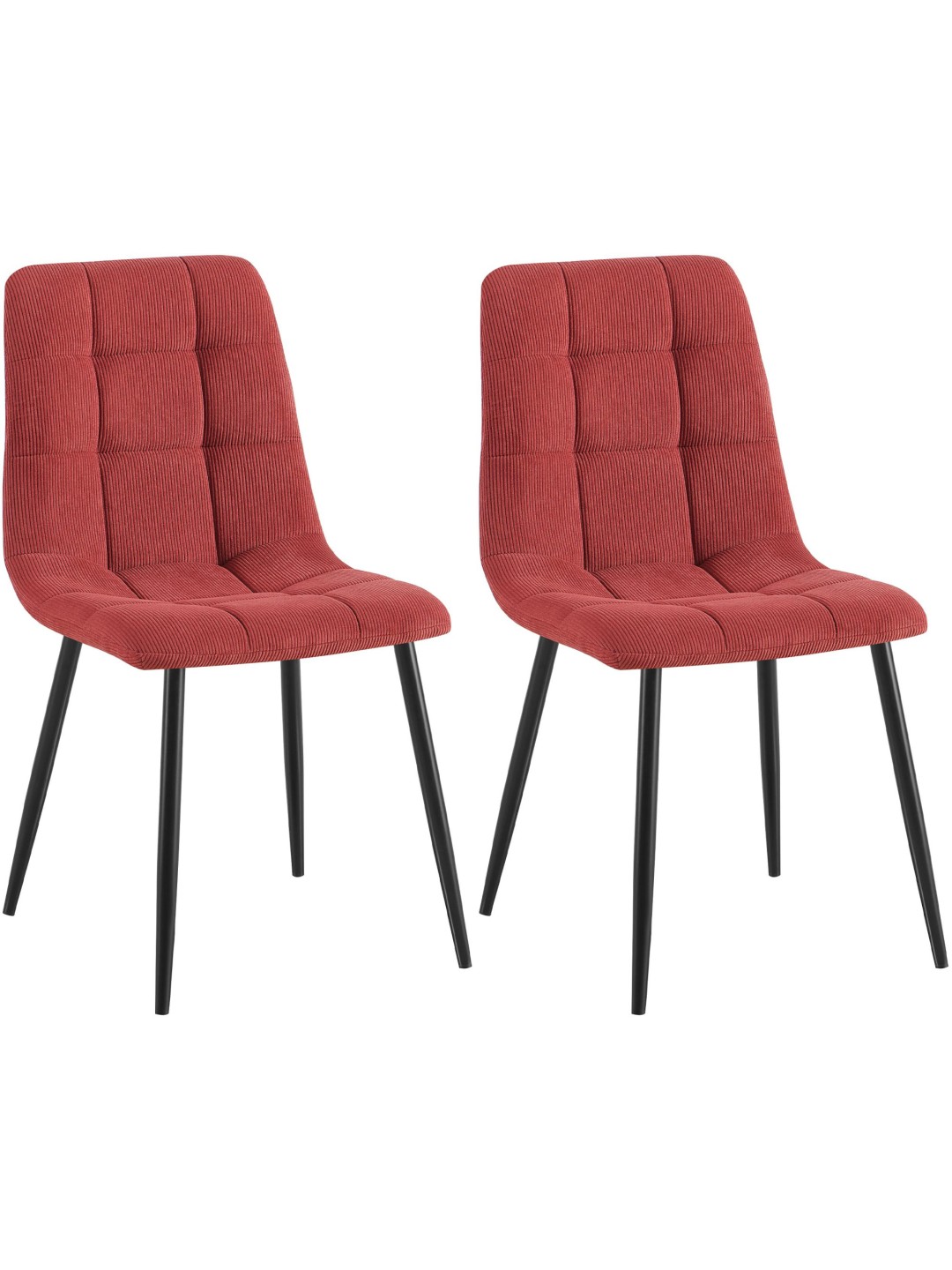Set van 2 eetkamerstoelen Tilde Cord, bordeauxrood
