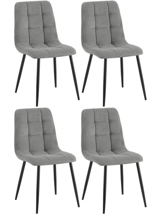 Set van 4 eetkamerstoelen Tilde Cord, grijs