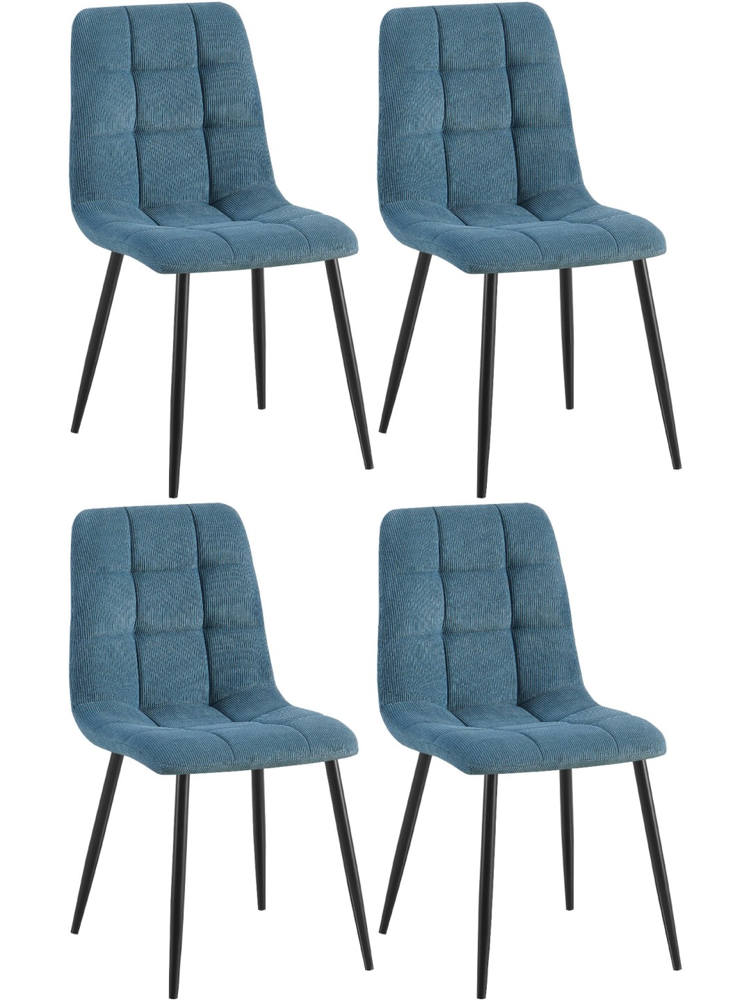 Set van 4 eetkamerstoelen Tilde Cord, blauw