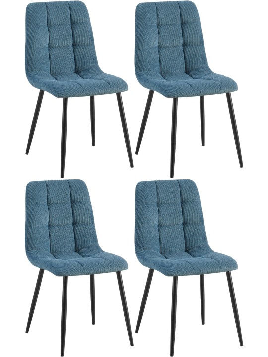 Set van 4 eetkamerstoelen Tilde Cord, blauw