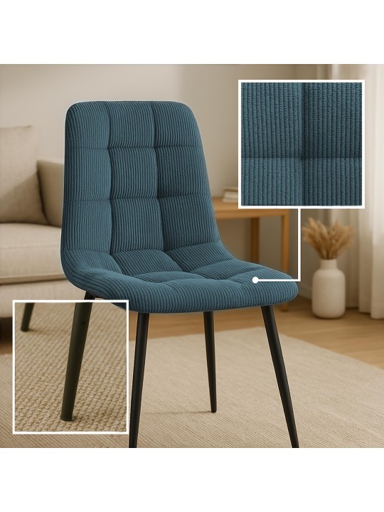Set van 4 eetkamerstoelen Tilde Cord, blauw