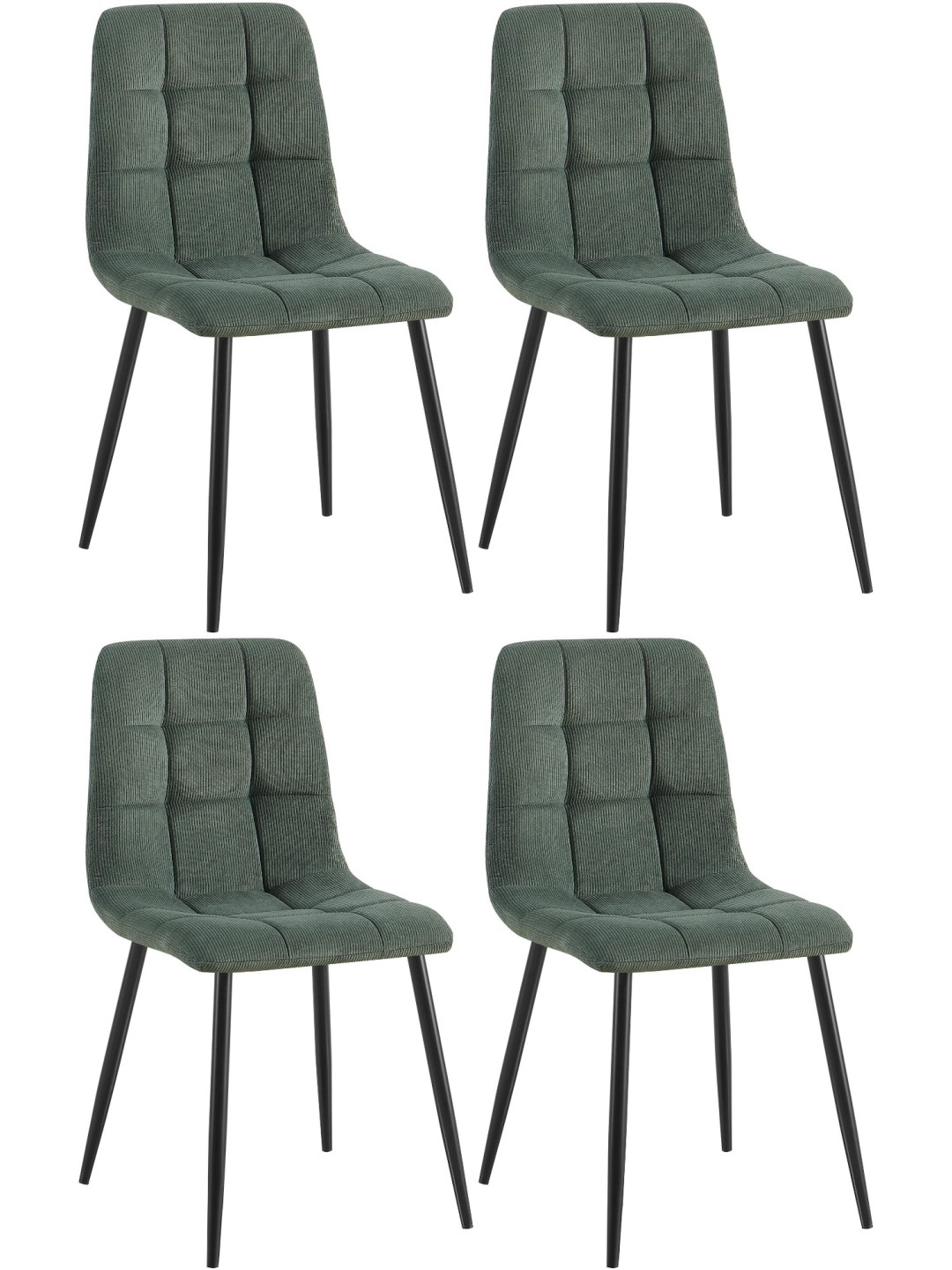 Set van 4 eetkamerstoelen Tilde Cord, groen
