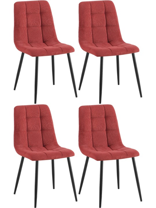Set van 4 eetkamerstoelen Tilde Cord, bordeauxrood