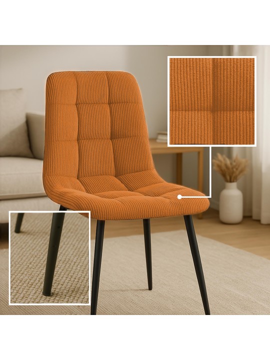 Set van 4 eetkamerstoelen Tilde Cord, oranje
