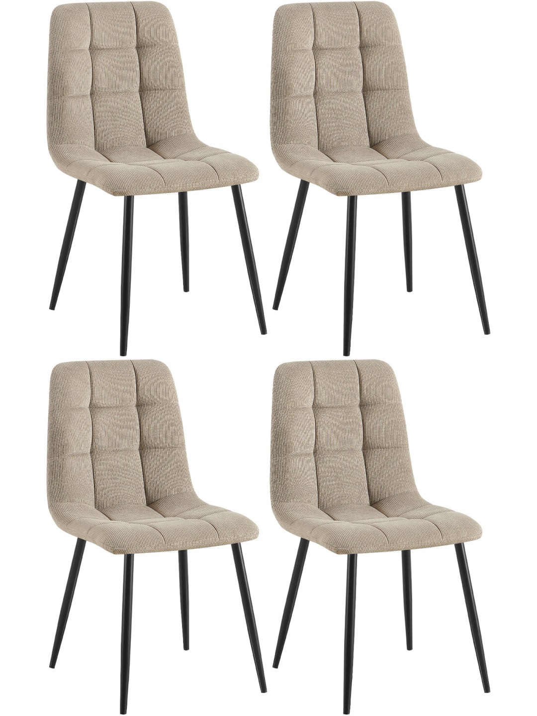 Set van 4 eetkamerstoelen Tilde Cord, taupe