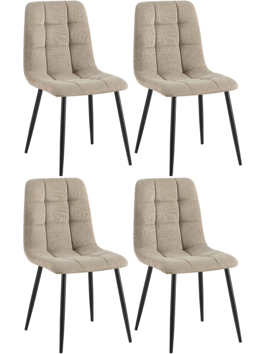 Set van 4 eetkamerstoelen Tilde Cord, taupe Set van 4 eetkamerstoelen Tilde Cord, taupe