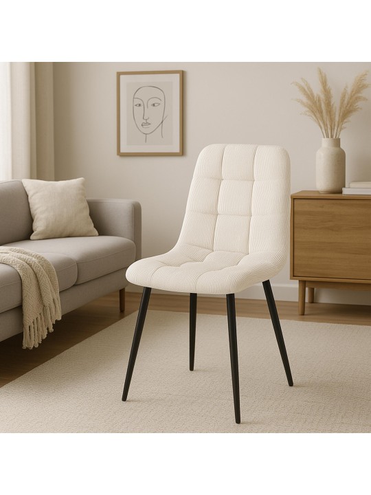 Set van 4 eetkamerstoelen Tilde Cord, crème