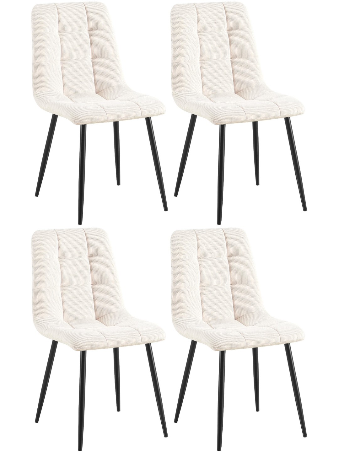 Set van 4 eetkamerstoelen Tilde Cord, crème