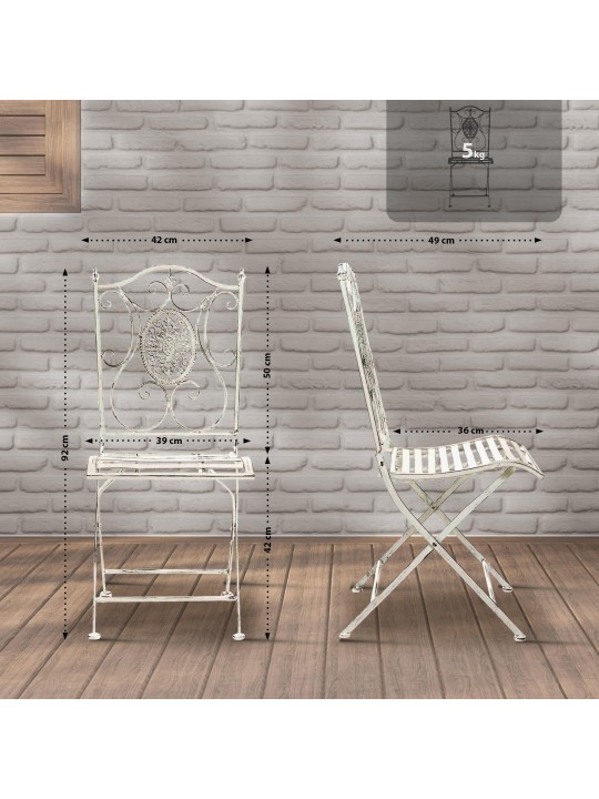 Set van 2 stoelen Sibell, antiek wit Set van 2 stoelen Sibell, antiek wit