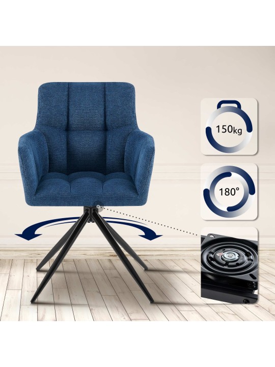 Set van 2 eetkamerstoelen Jonah stof, donkerblauw