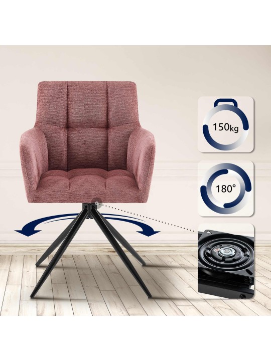 Set van 2 eetkamerstoelen Jonah stof, robijnrood