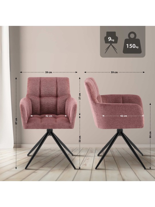 Set van 2 eetkamerstoelen Jonah stof, robijnrood