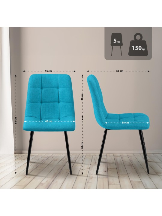 Eetkamerstoel Tilde stof, turquoise