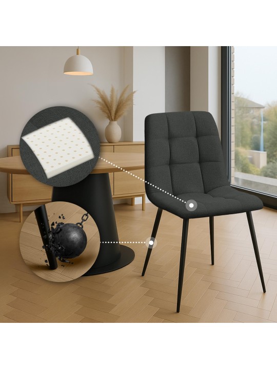 Set van 2 eetkamerstoelen Tilde stof, donkergrijs