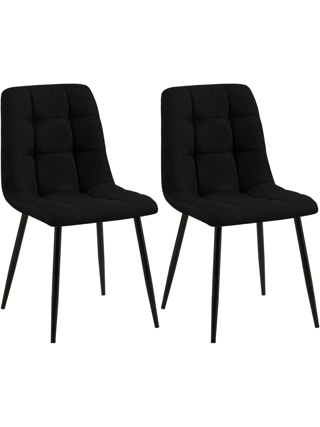 Set van 2 eetkamerstoelen Tilde stof, zwart