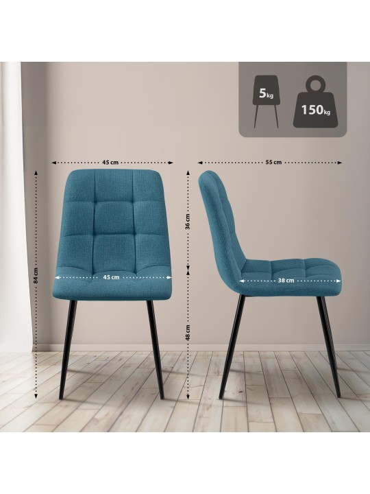 Set van 2 eetkamerstoelen Tilde stof, blauw