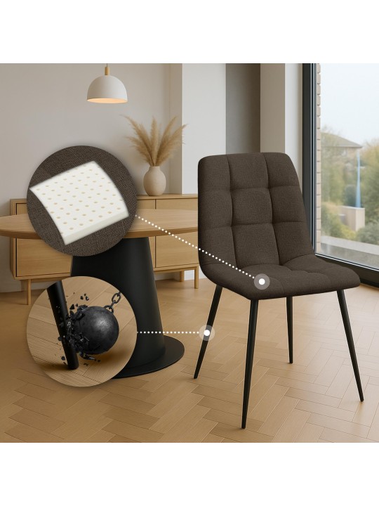 Set van 2 eetkamerstoelen Tilde stof, bruin