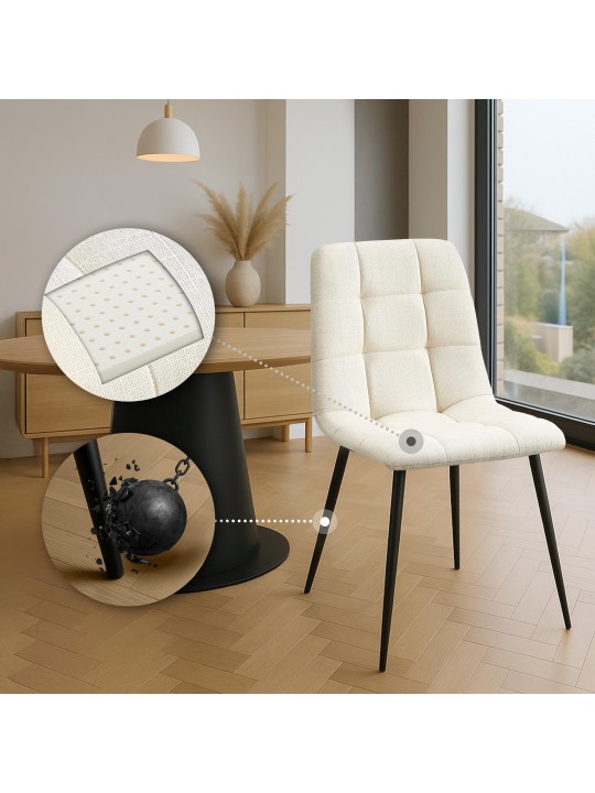 Set van 2 eetkamerstoelen Tilde stof, crème