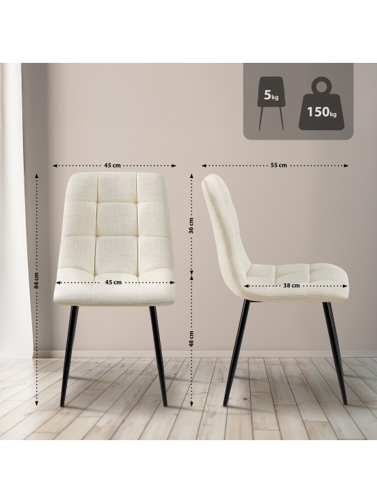 Set van 2 eetkamerstoelen Tilde stof, crème