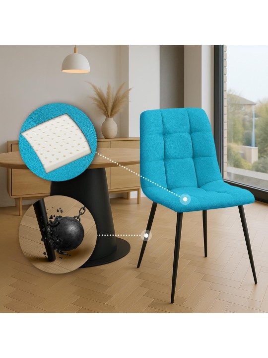 Set van 2 eetkamerstoelen Tilde stof, turquoise