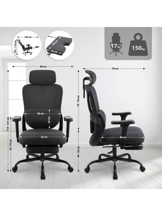 Bureaustoel Leesburg, zwart/zwart