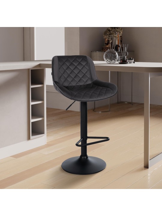 Set van 2 barkrukken Kasson fluweel, zwart