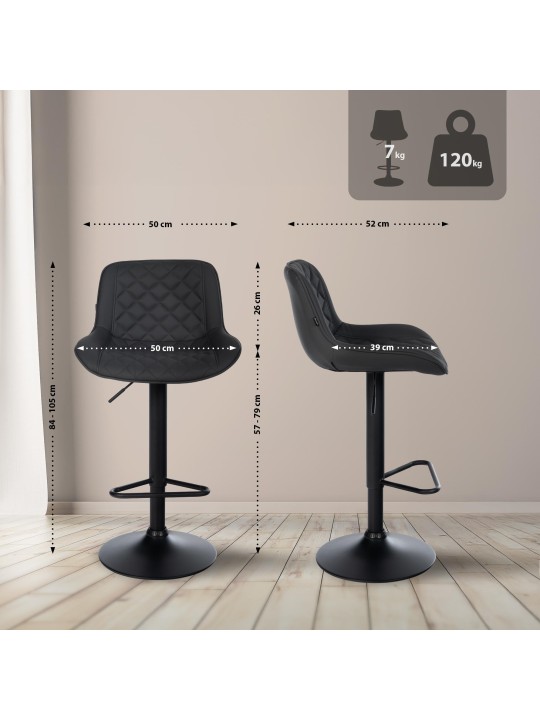 Set van 2 barkrukken Kasson kunstleer, zwart