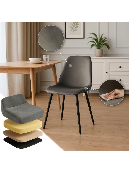 Maryam fluwelen eetkamerstoel, antraciet