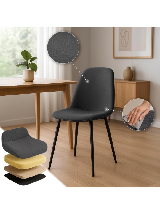 Eetkamerstoel Maryam stof, donkergrijs