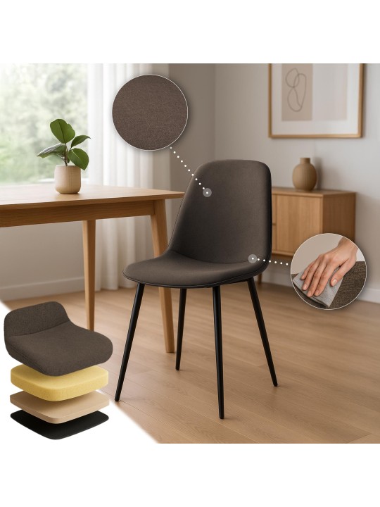 Eetkamerstoel Maryam stof, bruin