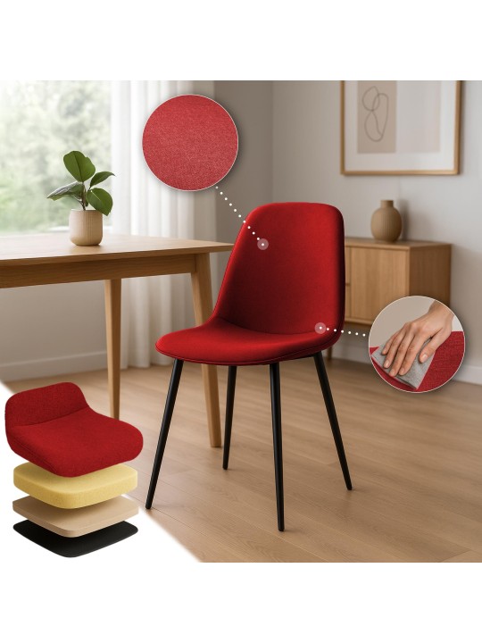 Eetkamerstoel Maryam stof, rood Eetkamerstoel Maryam stof, rood