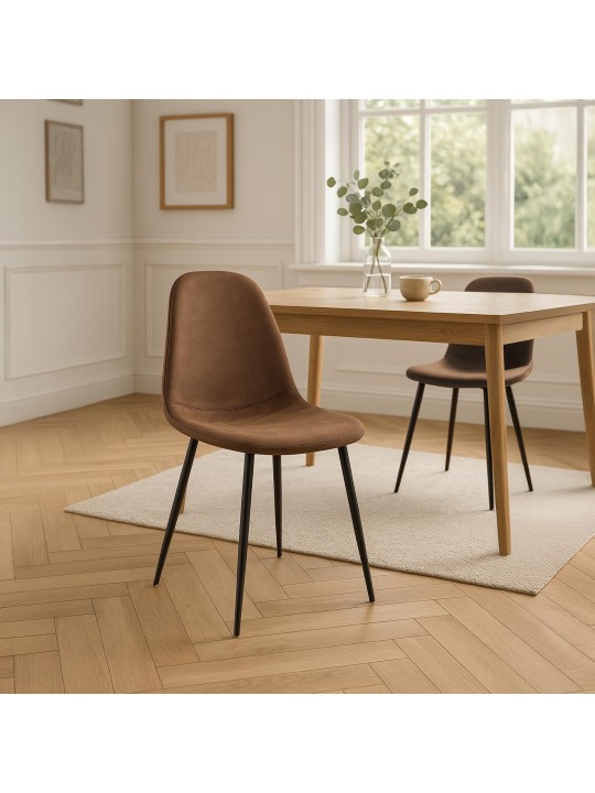 Napier vintage kunstleer eetkamerstoel, bruin