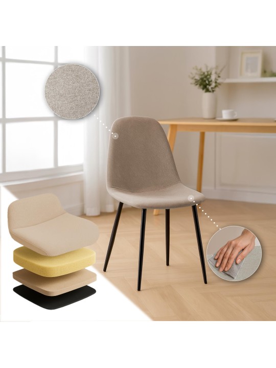 Eetkamerstoel Napier stof, crème Eetkamerstoel Napier stof, crème