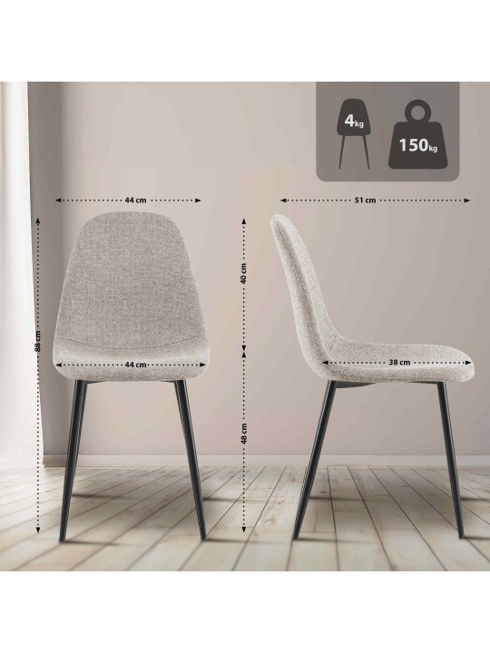 Eetkamerstoel Napier stof, crème Eetkamerstoel Napier stof, crème