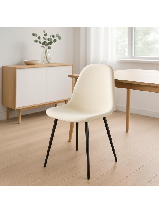 Napier fluwelen eetkamerstoel, crème