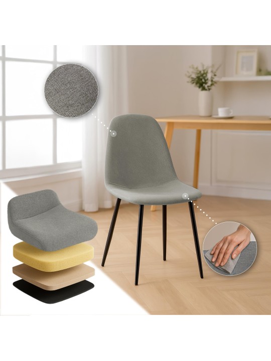 Eetkamerstoel Napier stof, lichtgrijs