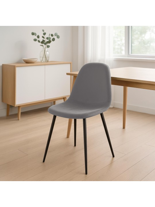 Napier fluwelen eetkamerstoel, grijs
