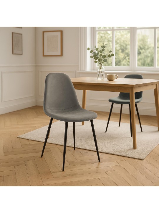 Napier vintage kunstleer eetkamerstoel, donkergrijs