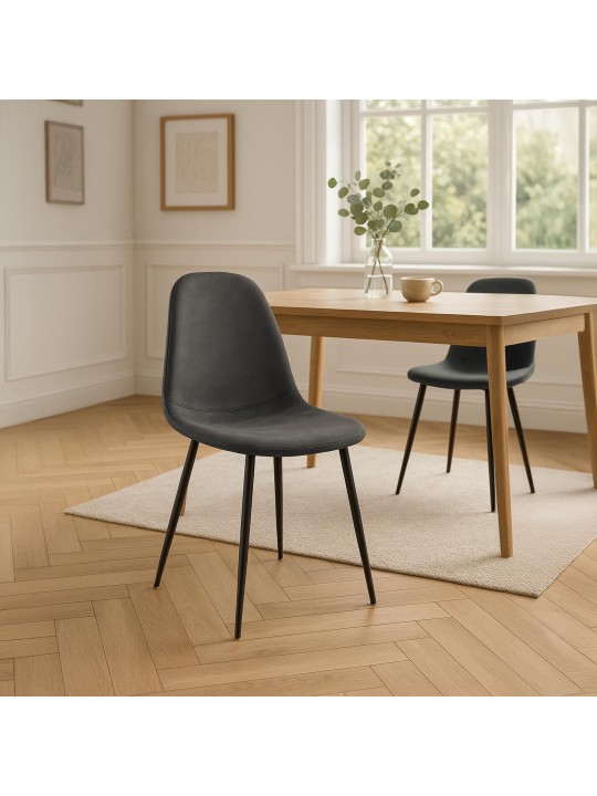 Napier vintage kunstleer eetkamerstoel, zwart