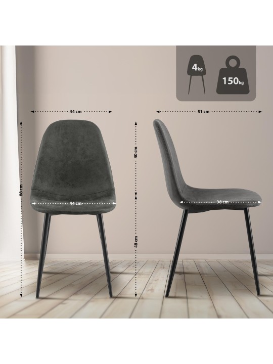 Napier vintage kunstleer eetkamerstoel, zwart