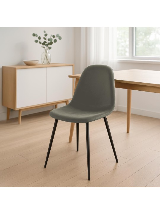 Napier fluwelen eetkamerstoel, antraciet