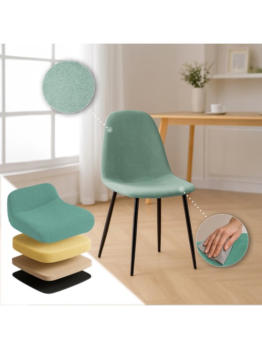 Eetkamerstoel Napier stof, lichtgroen