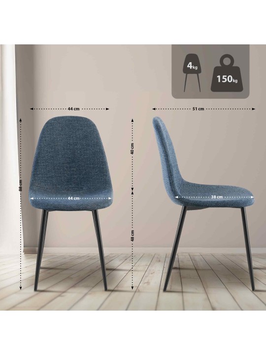 Eetkamerstoel Napier stof, donkerblauw Eetkamerstoel Napier stof, donkerblauw