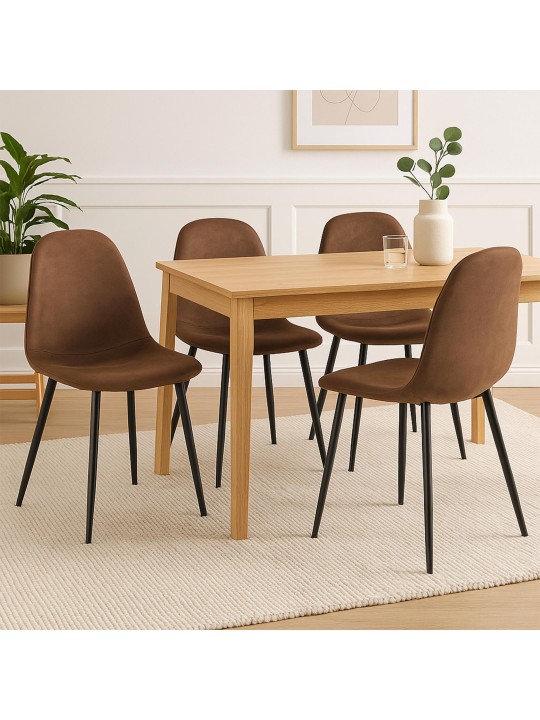 Set van 4 eetkamerstoelen Napier kunstleer, bruin