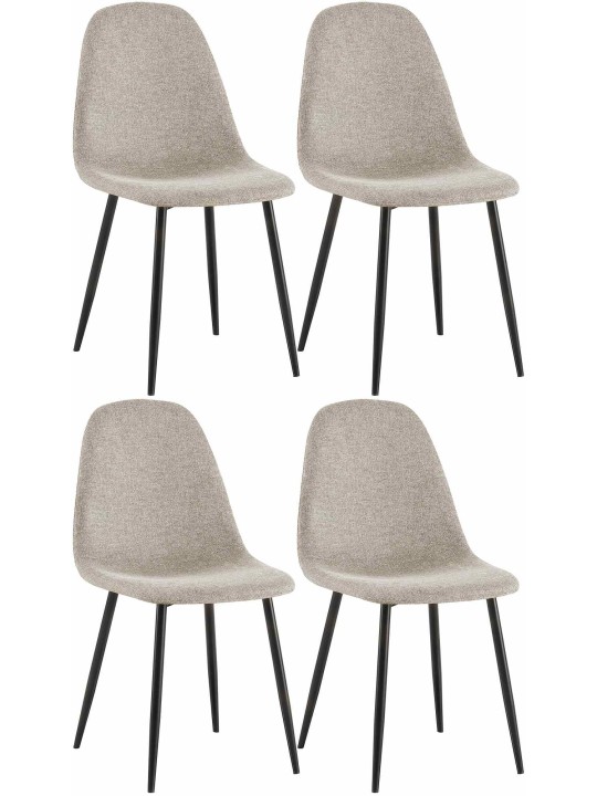 Set van 4 eetkamerstoelen Napier stof, crème