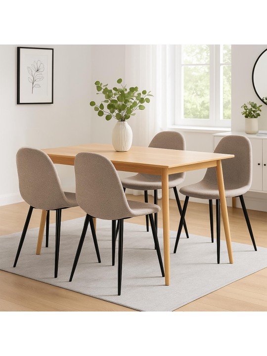 Set van 4 eetkamerstoelen Napier stof, crème