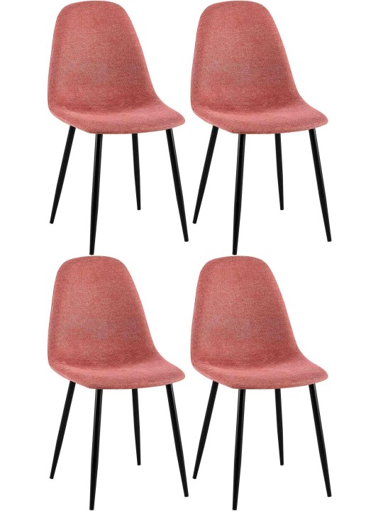 Set van 4 eetkamerstoelen Napier stof, oranje